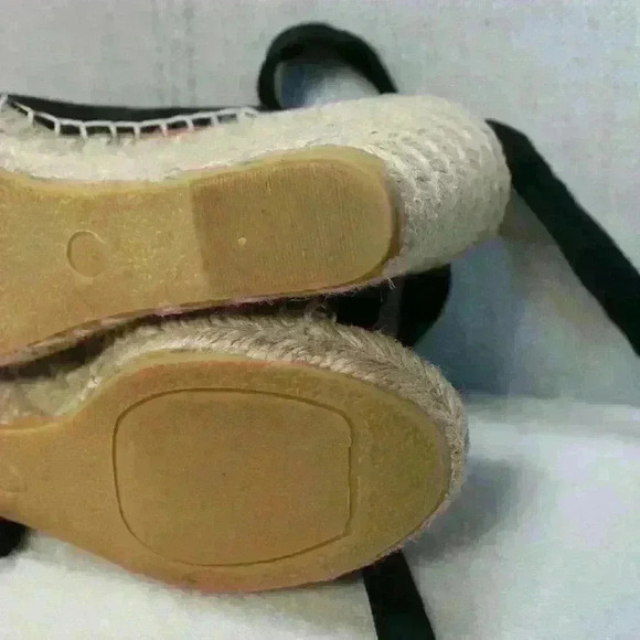 Etienne Aigner Espadrille Lace Up Ankle Strap Black Suede Open Toe Sandal 6 - Picture 11 of 13